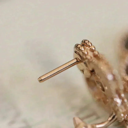 [Dawnora Jewelry]CLOVER MEDIUM 1 MOTIFS FUll DIAMOND EARRINGS