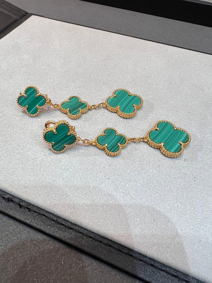 [Dawnora Jewelry]CLOVER MALACHITE 3 MOTIFS GOLD