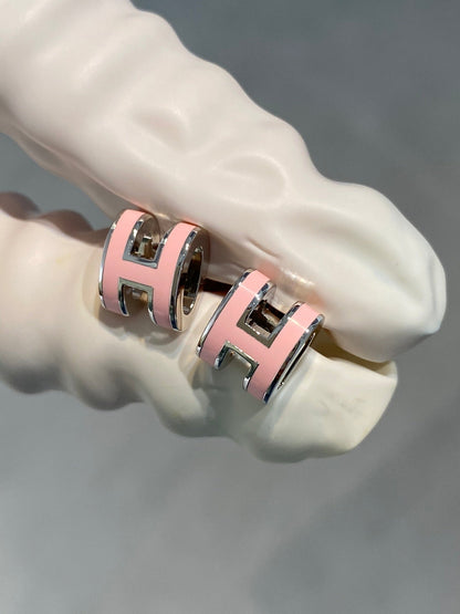 [Dawnora Jewelry]MINI POP H SILVER EARRINGS PINK