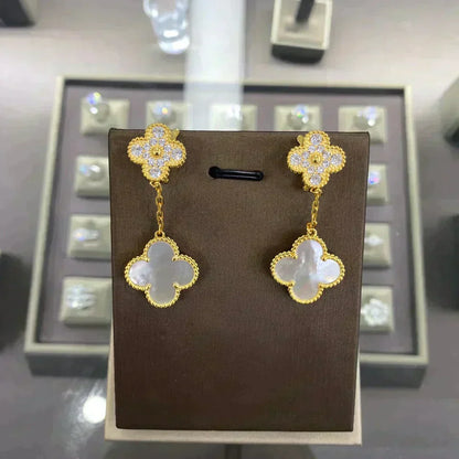 [Dawnora Jewelry]CLOVER  2 MOTIFS  DIAMOND  EARRINGS (MULTIPLE CHOICESç´