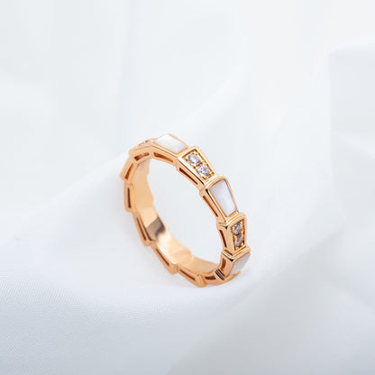[Dawnora Jewelry]SERPENTI RING PINK GOLD DIAMOND MOP 3MM