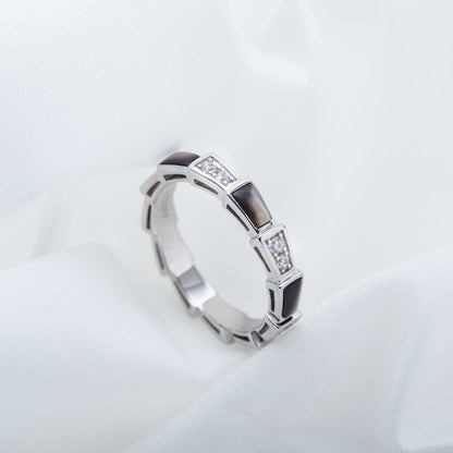 [Dawnora Jewelry]SERPENTI RING SILVER  DIAMOND BLACK MOP 3MM