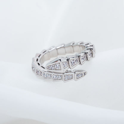 [Dawnora Jewelry]SERPENTI RING SILVER DIAMOND PAVED 4MM