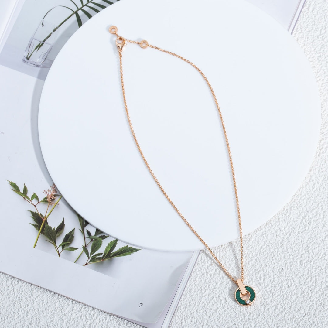 [Dawnora Jewelry]GARI NECKLACE PINK GOLD MALACHITE
