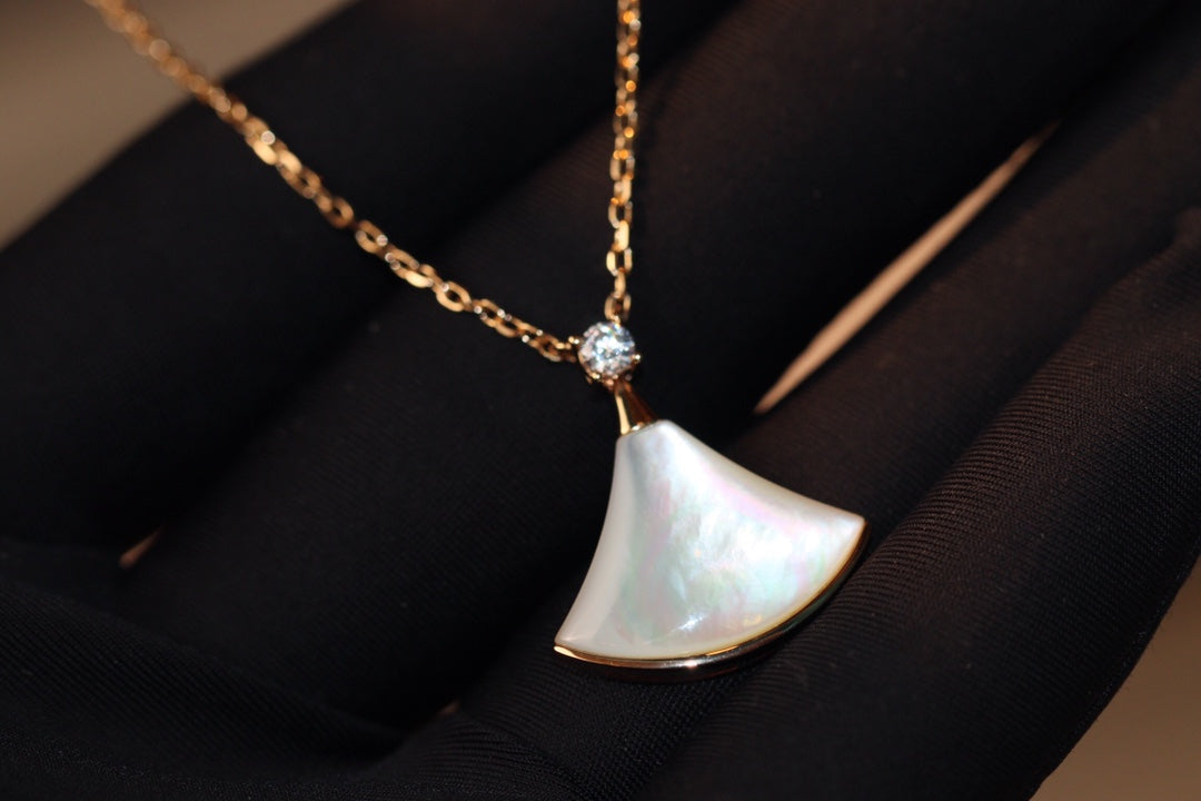 [Dawnora Jewelry]DREAM NECKLACE WHITE MOP PINK GOLD 1 DIAMOND