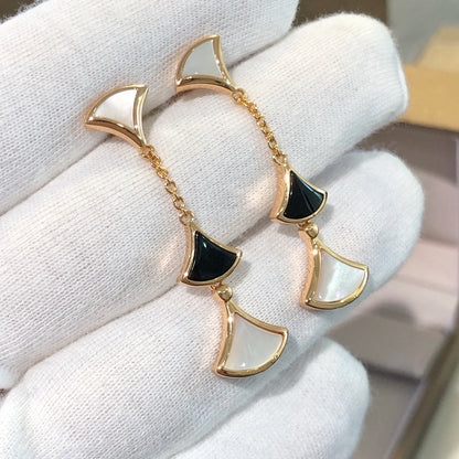 [Dawnora Jewelry]DREAM EARRINGS 3 MOTIFS ONYX MOP PINK GOLD