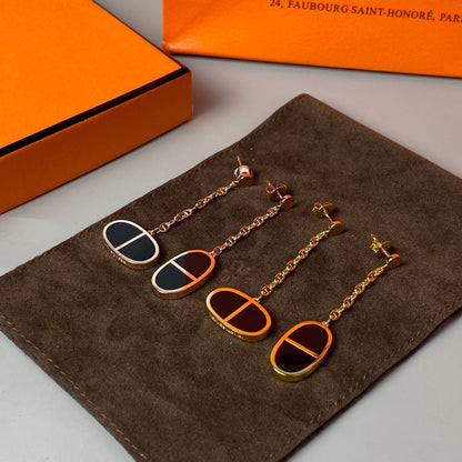 [Dawnora Jewelry]CHAINE VERSO BLACK CERAMIC EARRINGS