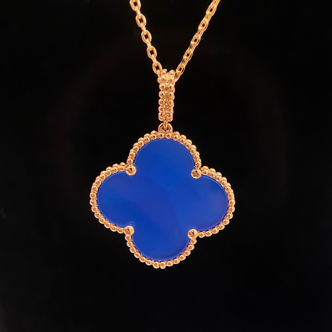 [Dawnora Jewelry]CLOVER 25MM NECKLACE TURQUOISE ROSE GOLD