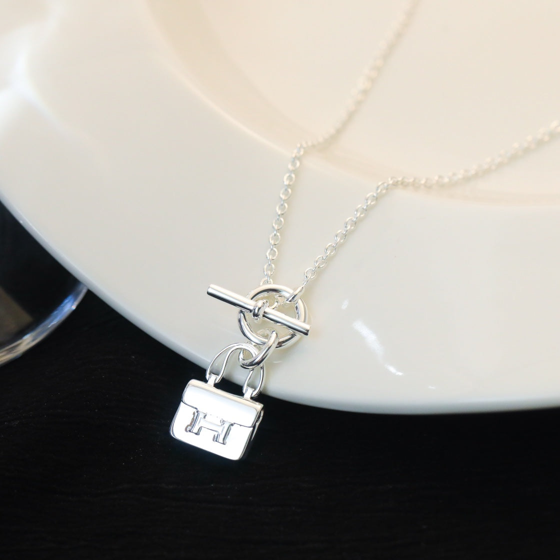 [Dawnora Jewelry]POP H PEDANT SILVER NECKLACE