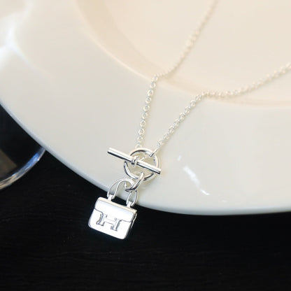 [Dawnora Jewelry]POP H PEDANT SILVER NECKLACE