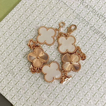 [Dawnora Jewelry]CLOVER WHITE PEARL MOP 5 MOTIF BRACELET COLLECTION