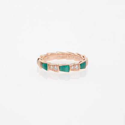 [Dawnora Jewelry]SERPENTI RING PINK GOLD MALACHITE DIAMOND 3MM