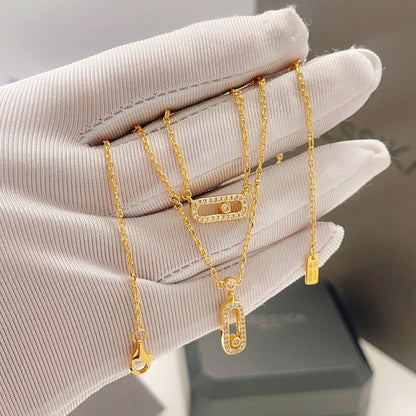[Dawnora Jewelry]MOVE 2 ROW DIAMOND NECKLACE