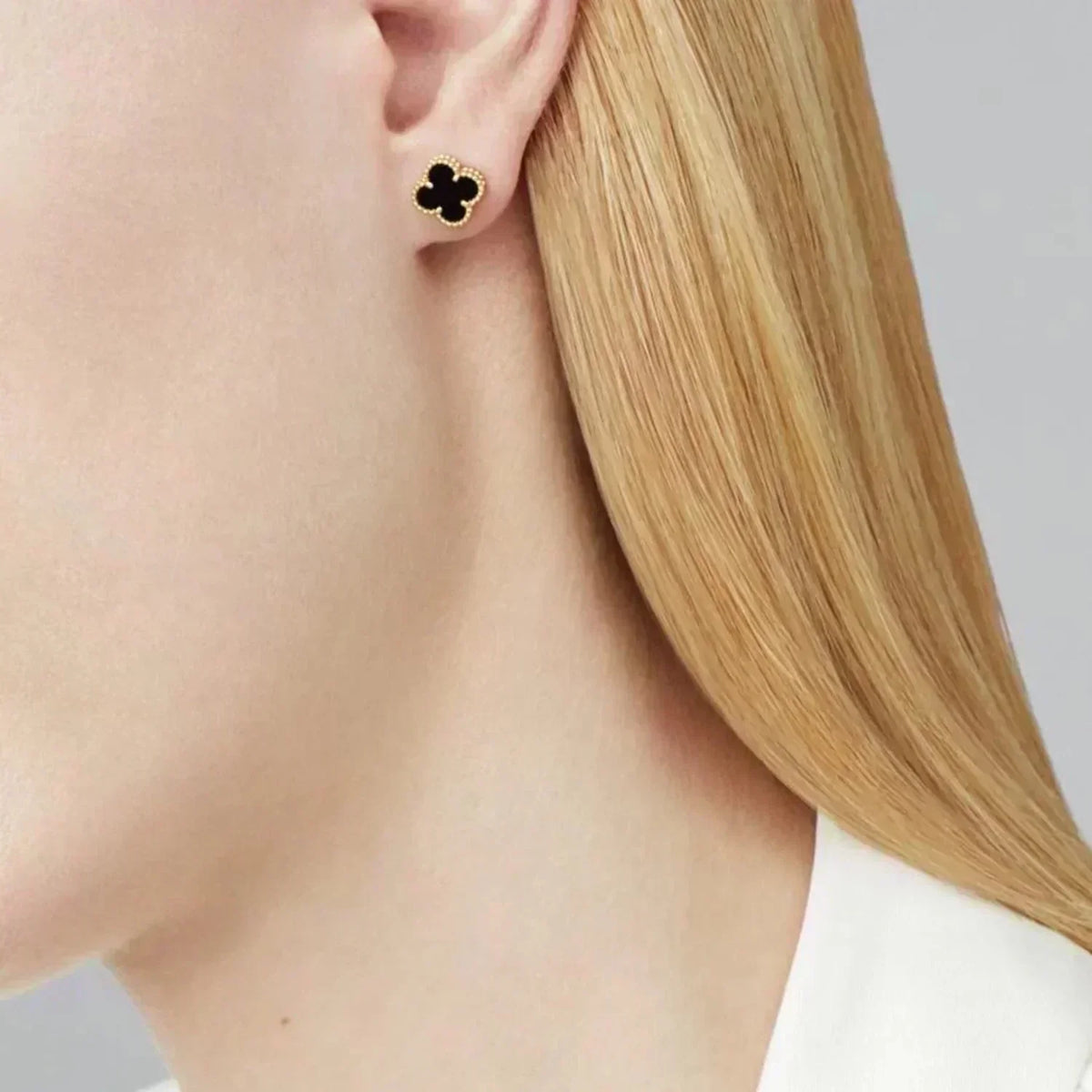 [Dawnora Jewelry]CLOVER MINI 9.5MM BLACK MOP EARRINGS