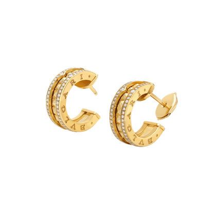 [Dawnora Jewelry]ZERO 1 ROCK GOLD EARRINGS WITH STUDDED SPIRAL AND PAVED DIAMONDS