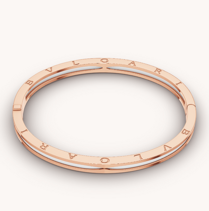 [Dawnora Jewelry]ZERO 1 PINK GOLD WITH WHITE CERAMIC BRACELET