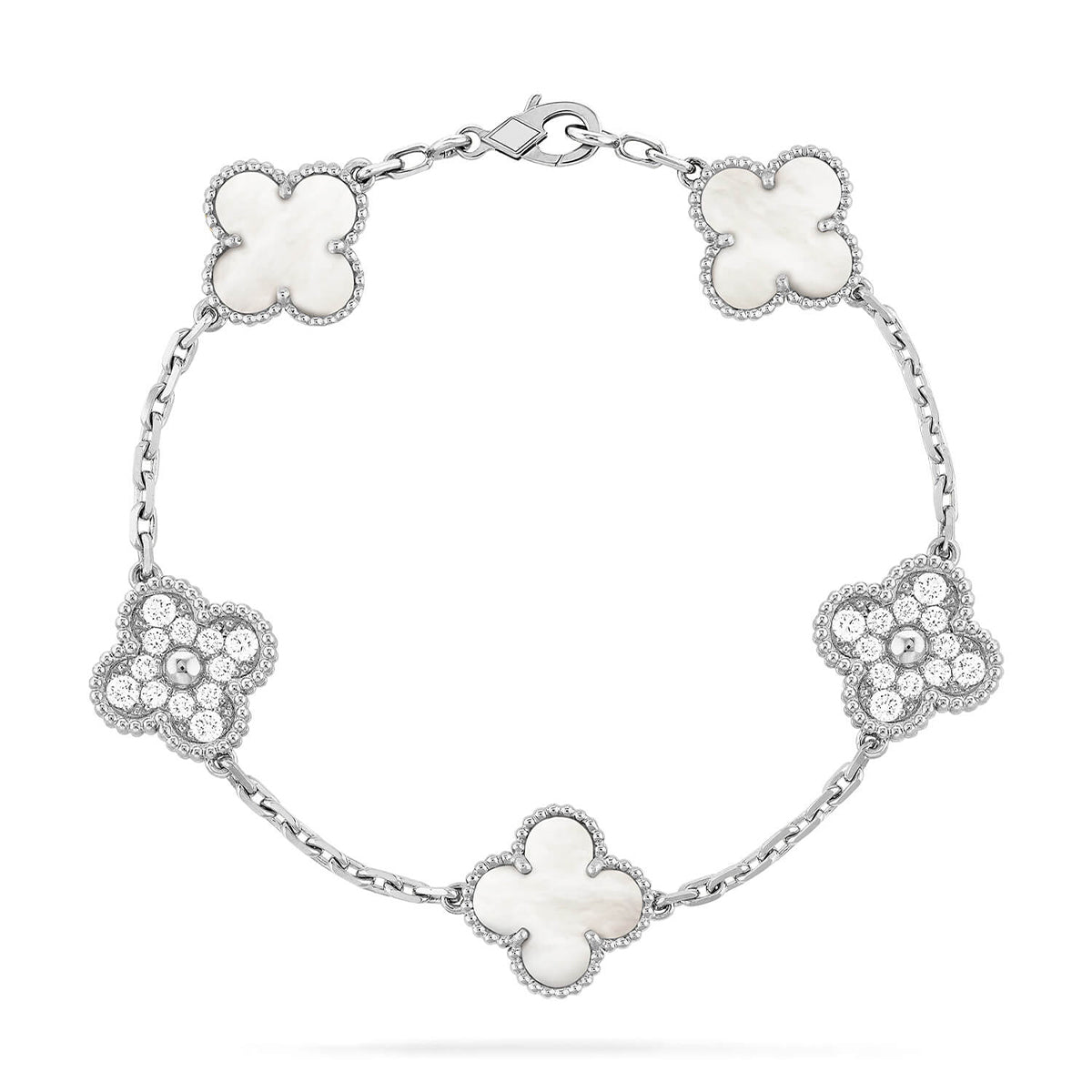 [Dawnora Jewelry]CLOVER WHITE PEARL MOP 5 MOTIF BRACELET COLLECTION