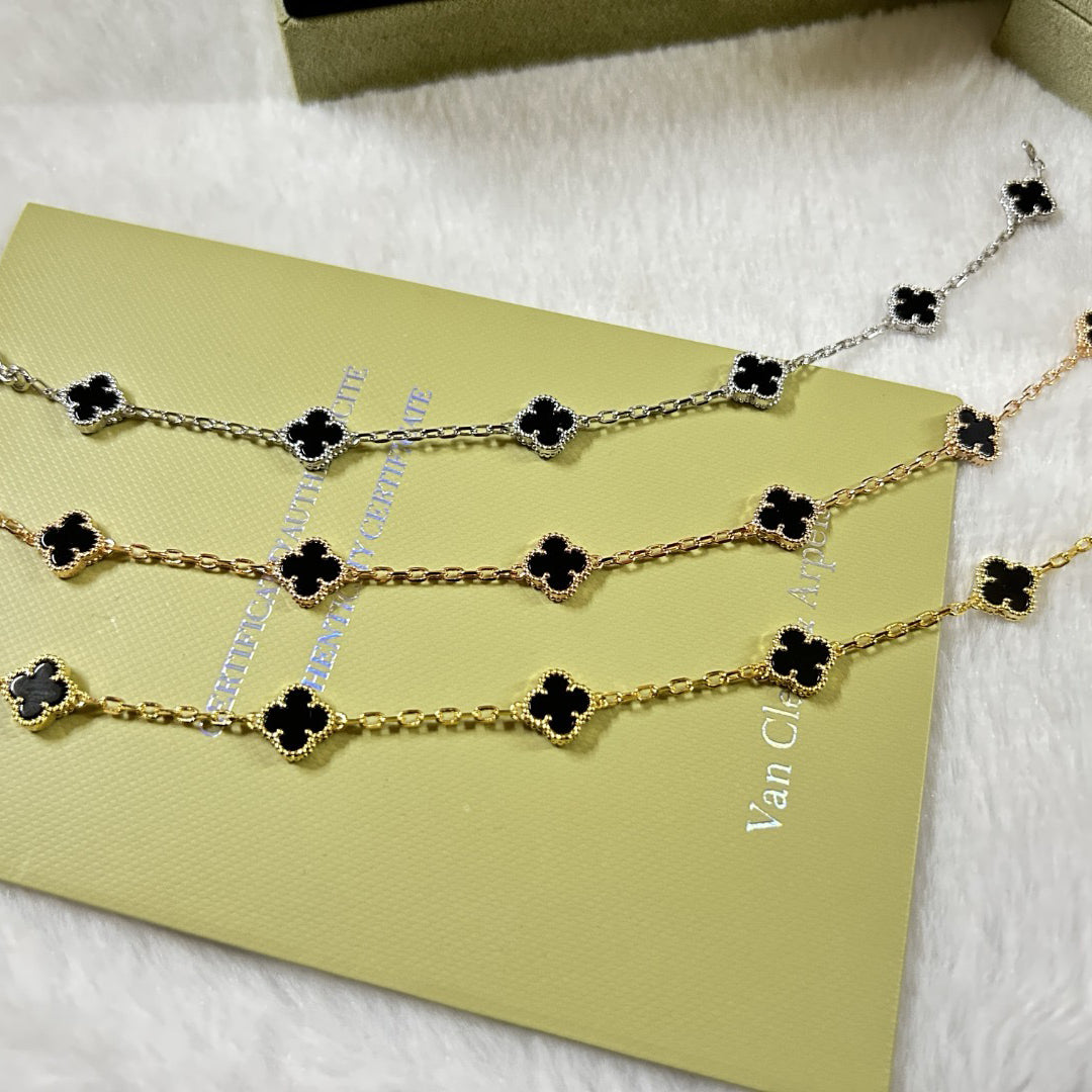 [Dawnora Jewelry]CLOVER 6 MOTIF  ONYXS BRACELET