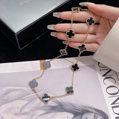 [Dawnora Jewelry]CLOVER 10 MOTIFS ONYX NECKLACE