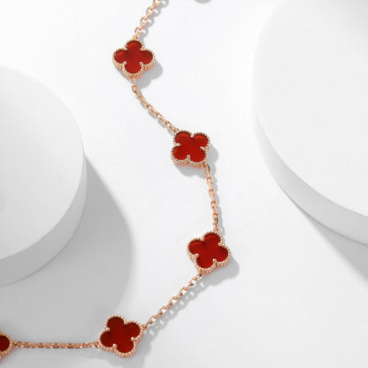 [Dawnora Jewelry]CLOVER 10 MOTIFS CARNELIAN NECKLACE