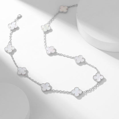 [Dawnora Jewelry]CLOVER 10 MOTIFS WHITE MOTHER OF PEARL NECKLACE