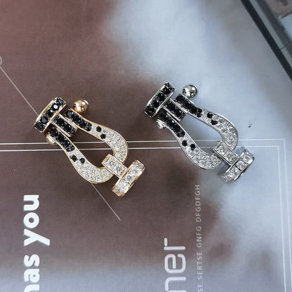 [Dawnora Jewelry]FORCE LARGE HORSESHOE BLACK WHITE DIAMOND BRACELET ROSE GOLD