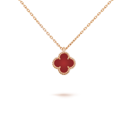 [Dawnora Jewelry]CLOVER MINI 9.5MM WHITE CARNELIANS NECKLACE