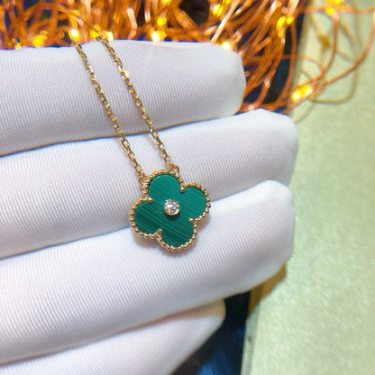 [Dawnora Jewelry]CLOVER 15MM DIAMOND TURQUOISE NECKLACE
