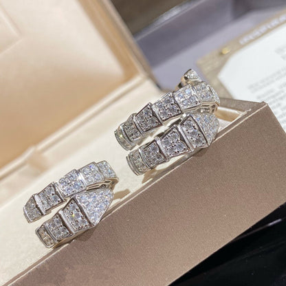 [Dawnora Jewelry]SERPENTI DOUBLE RING SILVER DIAMOND PAVED