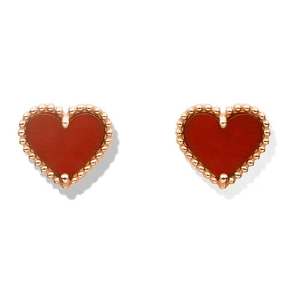 [Dawnora Jewelry]HEART CARNELIAN STUD EARRINGS