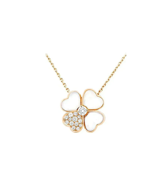 [Dawnora Jewelry]CLOVER MOP DIAMOND ROSE GOLD NECKLACE
