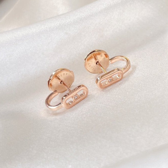 [Dawnora Jewelry]CREOLES MOVE UNO MINI 1 DIAMOND EARRINGS