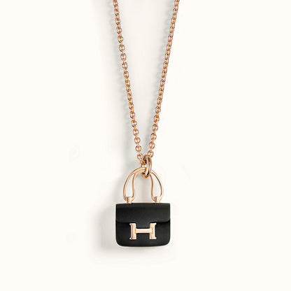[Dawnora Jewelry]CONSTANCE BLACK PEDANT PINK GOLD NECKLACE