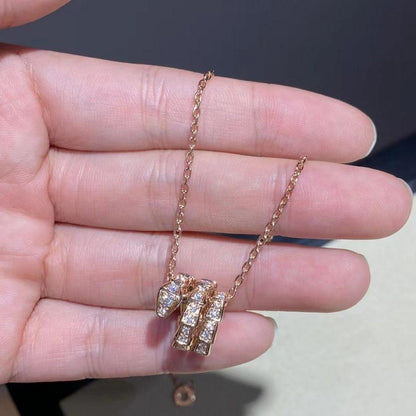 [Dawnora Jewelry]SERPENTI PINK GOLD NECKLACE DOUBLE RING DIAMOND