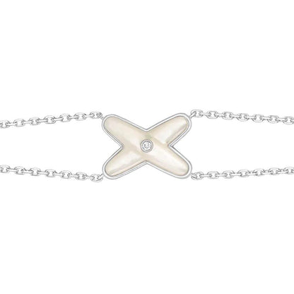 [Dawnora Jewelry]JEUX BRACELET WHITE MOP SILVER 1 DIAMOND