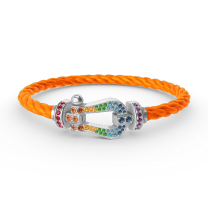 [Dawnora Jewelry]FORC LARGE HORSESHOE  COLORED DIAMOND BRACELET SILVER