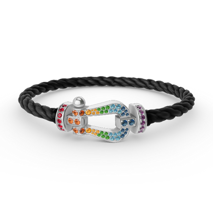 [Dawnora Jewelry]FORC LARGE HORSESHOE  COLORED DIAMOND BRACELET SILVER