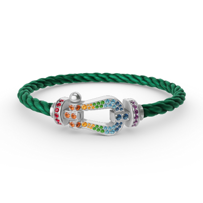 [Dawnora Jewelry]FORC LARGE HORSESHOE  COLORED DIAMOND BRACELET SILVER