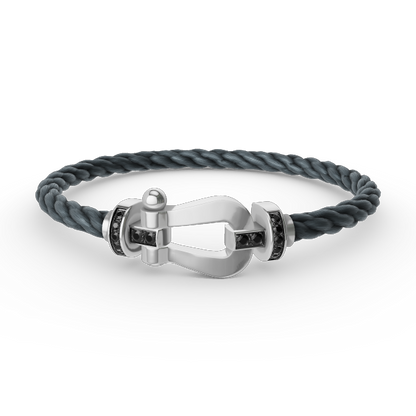 [Dawnora Jewelry]FORCE LARGE HORSESHOE BLACK DIAMOND BRACELET SILVER
