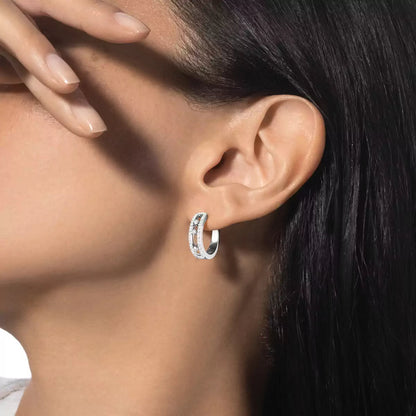 [Dawnora Jewelry]Diamond Pave_ Hoop Earrings Move