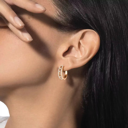 [Dawnora Jewelry]Diamond Pave_ Hoop Earrings Move