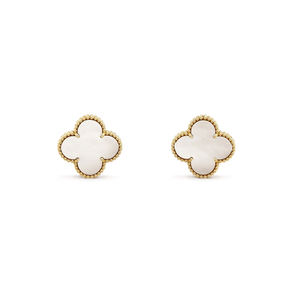[Dawnora Jewelry]CLOVER MEDIUM 1 MOTIFS  WHITE MOP STUD EARRINGS