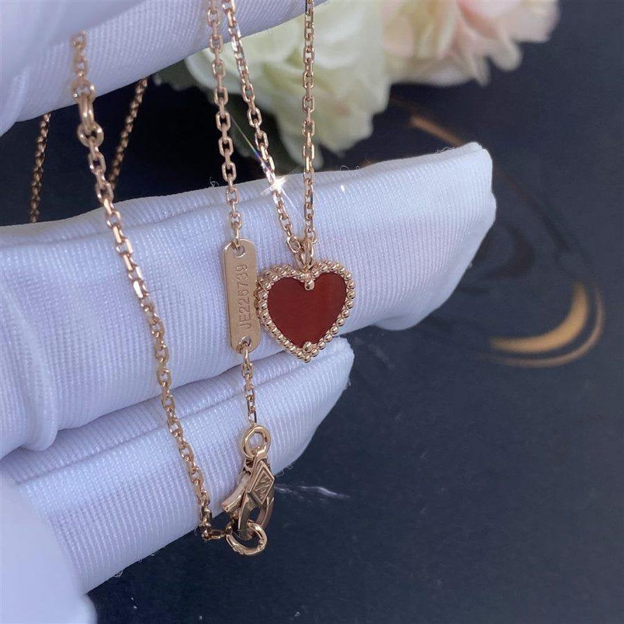[Dawnora Jewelry]SWEET CLOVER CARNELIAN HEART NECKLACE
