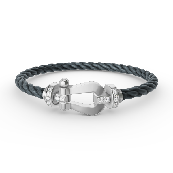 [Dawnora Jewelry]FORCE LARGE HORSESHOE HALF DIAMOND BRACELET SILVER