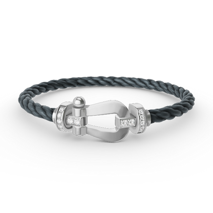 [Dawnora Jewelry]FORCE LARGE HORSESHOE HALF DIAMOND BRACELET SILVER